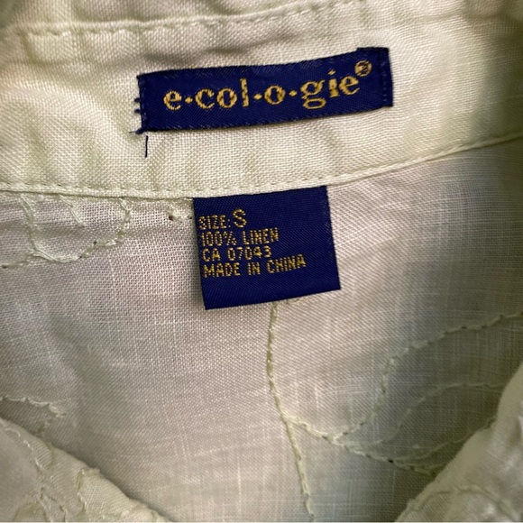 Vintage Ecologie linen blouse floral details - Picture 4 of 6